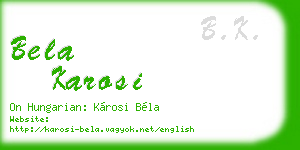 bela karosi business card