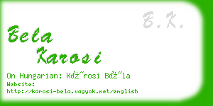 bela karosi business card